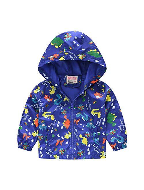 TUIJI Toddler Cartoon Print Zip Jacket Hooded Trench Lightweight Rain Jacket Light Windbreaker