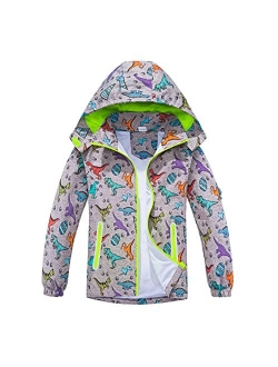 MGEOY Girls Rain Jackets Lightweight Waterproof Hooded Cotton Raincoats Windbreakers for Kids