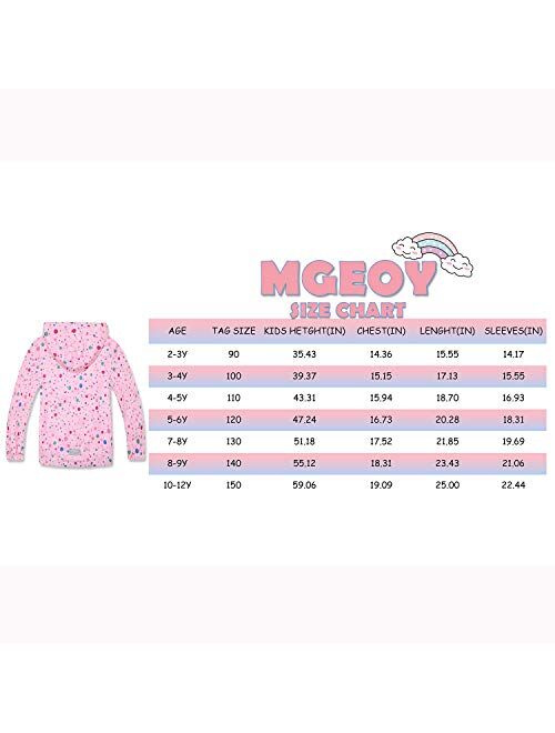 MGEOY Girls Rain Jackets Lightweight Waterproof Hooded Cotton Raincoats Windbreakers for Kids