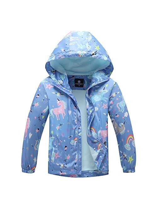 MGEOY Girls Rain Jackets Lightweight Waterproof Hooded Cotton Raincoats Windbreakers for Kids