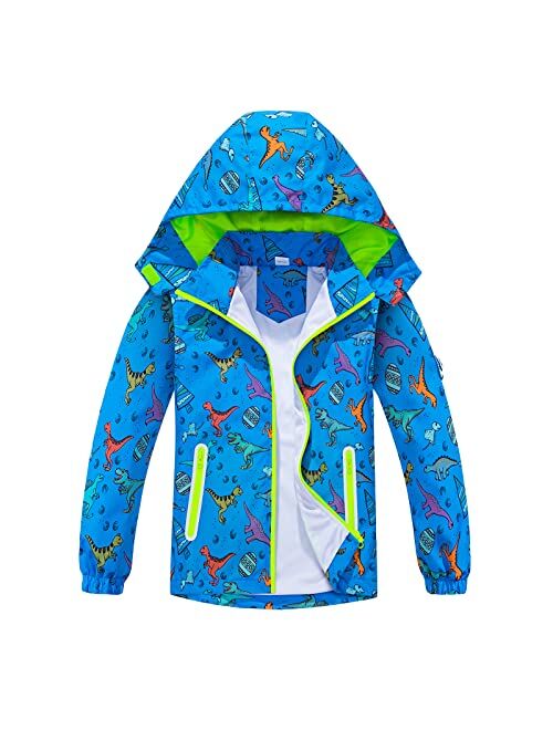 MGEOY Girls Rain Jackets Lightweight Waterproof Hooded Cotton Raincoats Windbreakers for Kids