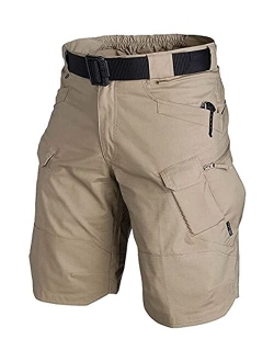 YAXHWIV Mens Tactical Shorts 11" Waterproof Cargo Shorts for Men Hiking Fishing Breathable Quick Dry Regular(NO Belt)