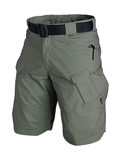 YAXHWIV Mens Tactical Shorts 11" Waterproof Cargo Shorts for Men Hiking Fishing Breathable Quick Dry Regular(NO Belt)