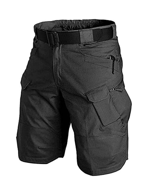 YAXHWIV Mens Tactical Shorts 11" Waterproof Cargo Shorts for Men Hiking Fishing Breathable Quick Dry Regular(NO Belt)