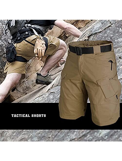 YAXHWIV Mens Tactical Shorts 11" Waterproof Cargo Shorts for Men Hiking Fishing Breathable Quick Dry Regular(NO Belt)