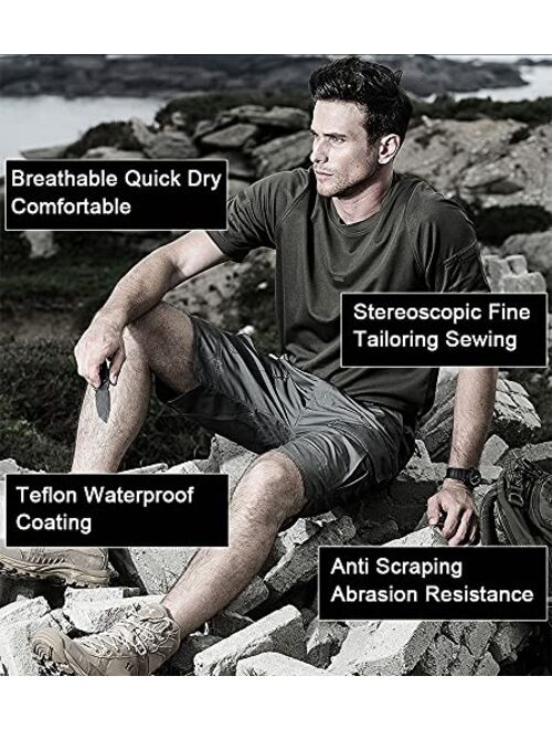 YAXHWIV Mens Tactical Shorts 11" Waterproof Cargo Shorts for Men Hiking Fishing Breathable Quick Dry Regular(NO Belt)