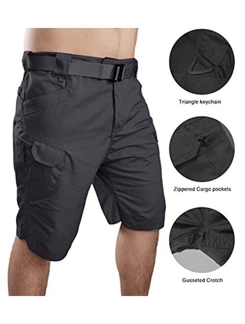 YAXHWIV Mens Tactical Shorts 11" Waterproof Cargo Shorts for Men Hiking Fishing Breathable Quick Dry Regular(NO Belt)