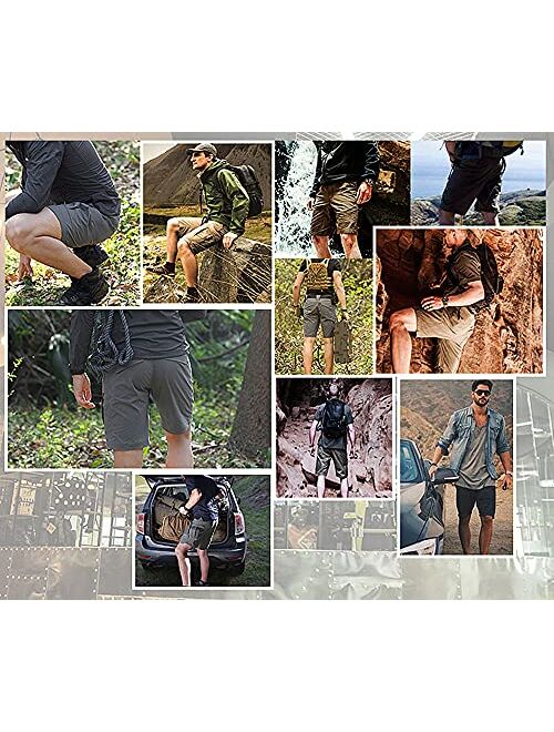 YAXHWIV Mens Tactical Shorts 11" Waterproof Cargo Shorts for Men Hiking Fishing Breathable Quick Dry Regular(NO Belt)