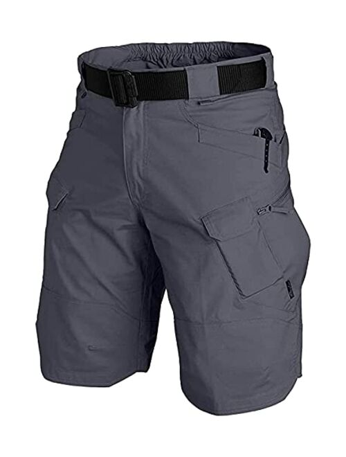 YAXHWIV Mens Tactical Shorts 11" Waterproof Cargo Shorts for Men Hiking Fishing Breathable Quick Dry Regular(NO Belt)