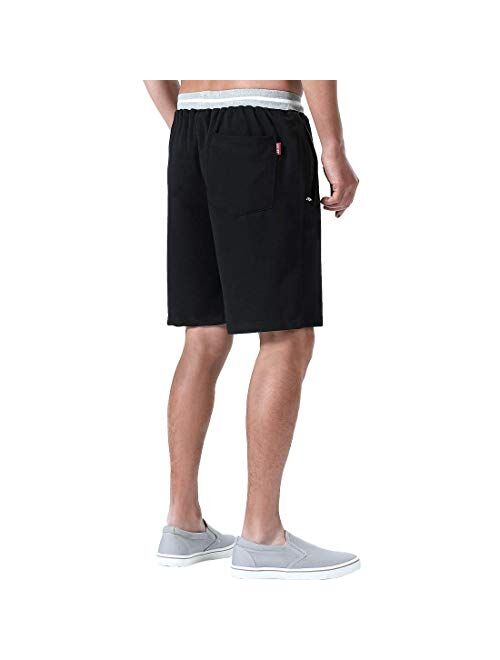 FoxQ Mens Shorts Casual Athletic Running with Zipper Pockets and Elastic Waist Drawstring Workout Gym Cotton Shorts