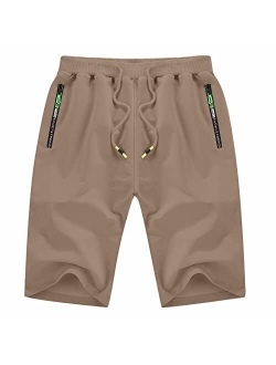 YTD Men's Shorts Casual Classic Fit Drawstring Summer Beach Shorts with Elastic Waist and Pockets