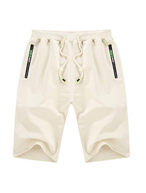 YTD Men's Shorts Casual Classic Fit Drawstring Summer Beach Shorts with Elastic Waist and Pockets