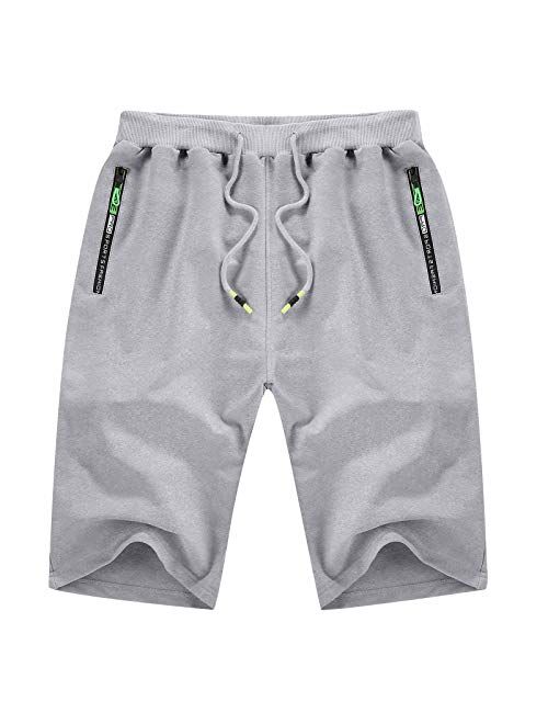 YTD Men's Shorts Casual Classic Fit Drawstring Summer Beach Shorts with Elastic Waist and Pockets