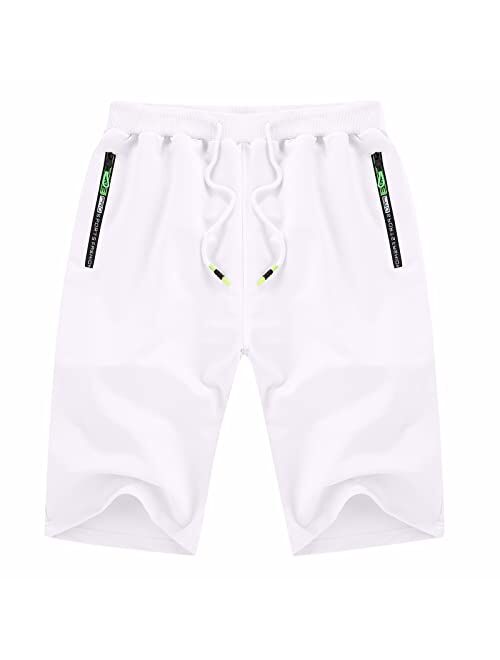 YTD Men's Shorts Casual Classic Fit Drawstring Summer Beach Shorts with Elastic Waist and Pockets