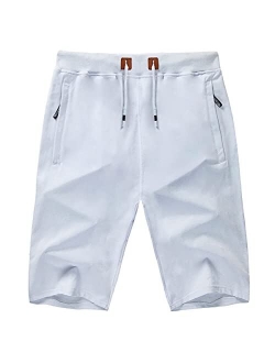 GEEK LIGHTING Mens Shorts Casual Comfortable Workout Shorts Drawstring Zipper Pockets Elastic Waist