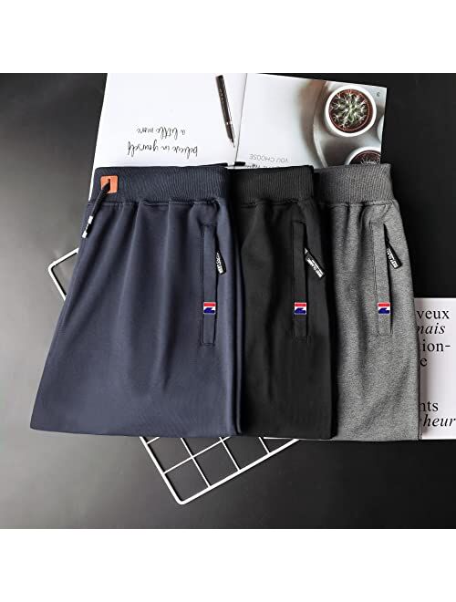 GEEK LIGHTING Mens Shorts Casual Comfortable Workout Shorts Drawstring Zipper Pockets Elastic Waist