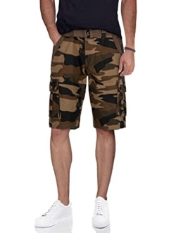 X RAY RAW X Mens Belted Cargo Shorts Relaxed Fit Casual Tactical Knee Length Cargo Shorts for Men