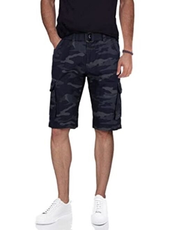 X RAY RAW X Mens Belted Cargo Shorts Relaxed Fit Casual Tactical Knee Length Cargo Shorts for Men