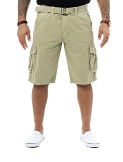 X RAY RAW X Mens Belted Cargo Shorts Relaxed Fit Casual Tactical Knee Length Cargo Shorts for Men