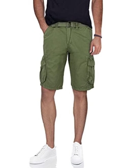 X RAY RAW X Mens Belted Cargo Shorts Relaxed Fit Casual Tactical Knee Length Cargo Shorts for Men