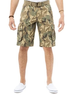 X RAY RAW X Mens Belted Cargo Shorts Relaxed Fit Casual Tactical Knee Length Cargo Shorts for Men