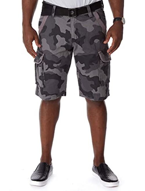 X RAY RAW X Mens Belted Cargo Shorts Relaxed Fit Casual Tactical Knee Length Cargo Shorts for Men