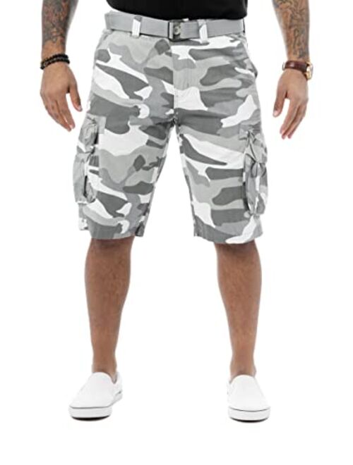 X RAY RAW X Mens Belted Cargo Shorts Relaxed Fit Casual Tactical Knee Length Cargo Shorts for Men