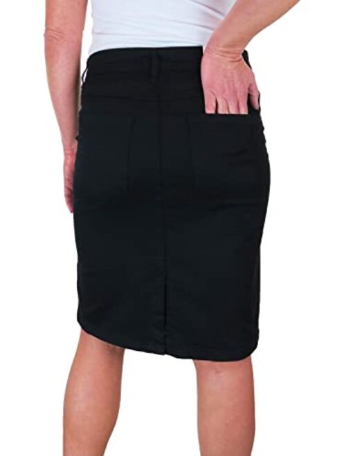 Paulo Due Women's Stretch Pencil Skirt Ladies Jeans Style Heavy Cotton Casual Summer Skirt 6-16