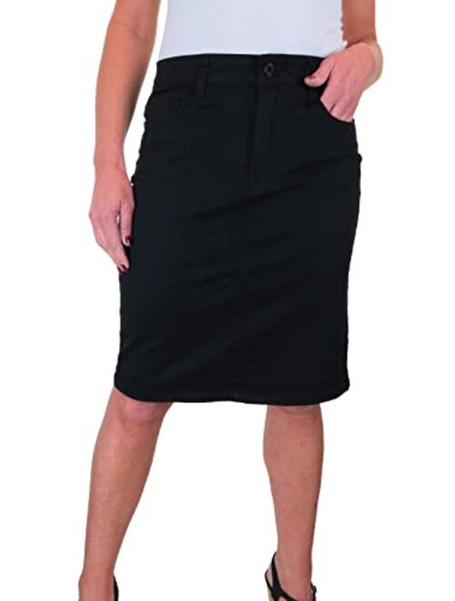 Paulo Due Women's Stretch Pencil Skirt Ladies Jeans Style Heavy Cotton Casual Summer Skirt 6-16