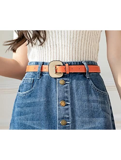 CHARTOU Women's Elegant High Waist Stripes Pleated A-Line Swing Midi Denim Jean Skirt