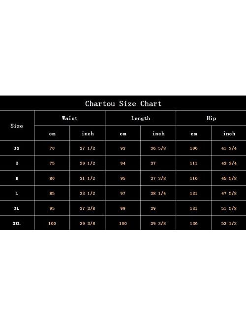 CHARTOU Women's Summer High Waist Front Button Flared Swing Maxi Long Skirt with Belt