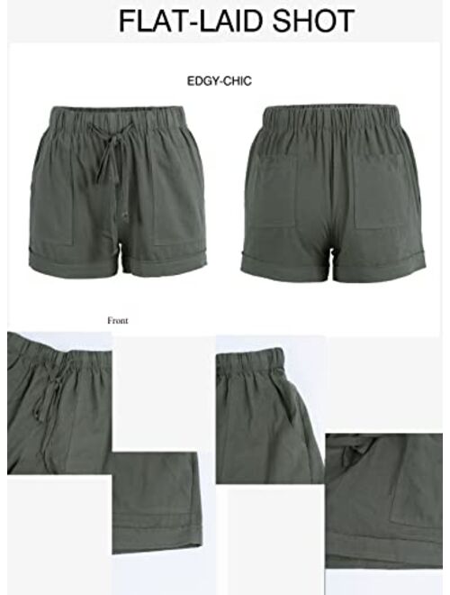 Elapsy Womens Casual Short Comfy Drawstring Elastic Waist Summer Pocketed Shorts