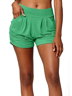 Conceited Premium Ultra Soft High Waisted Harem Shorts for Women with Pockets