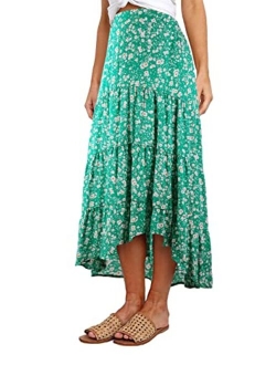 Women's Ditzy Floral Midi Boho Elastic High Waist Skirt