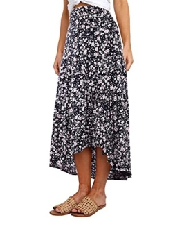 Women's Ditzy Floral Midi Boho Elastic High Waist Skirt