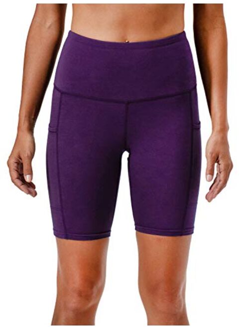 DEVOPS Women's 2-Pack High Waist Workout Yoga Running Exercise Shorts with Side Pockets