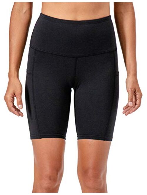 DEVOPS Women's 2-Pack High Waist Workout Yoga Running Exercise Shorts with Side Pockets