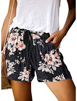 Wrolem Womens Comfy Drawstring Casual Elastic Waist Pocketed Loose Fit Shorts (S-3XL)