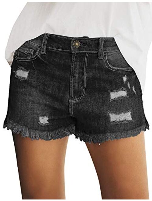 Utyful Women's Casual Summer Ripped Washed Distressed Stretch Denim Jean Shorts