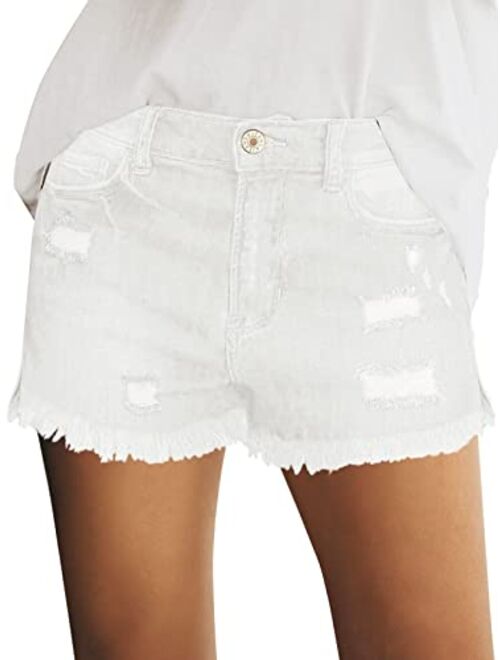 Utyful Women's Casual Summer Ripped Washed Distressed Stretch Denim Jean Shorts