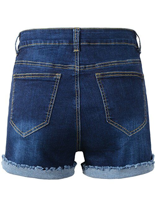 vanberfia Women's Stretchy Denim Jean Shorts with Pockets