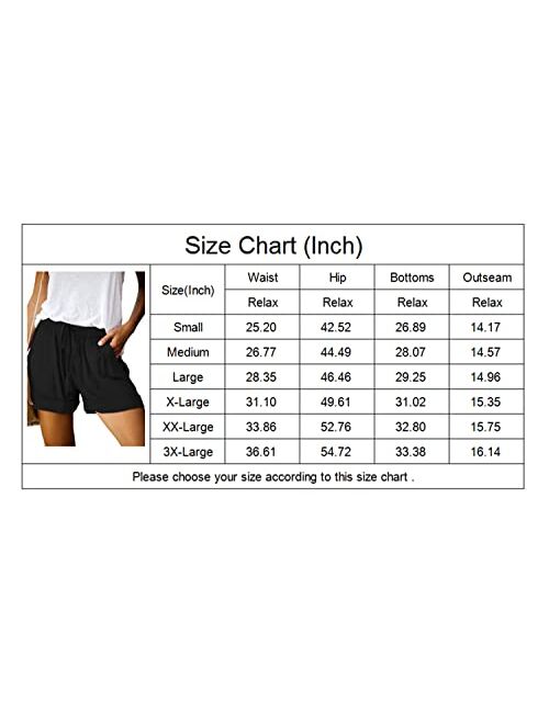 QUEEN PLUS Womens Casual Shorts Comfy Elastic Waist Drawstring Pocket Shorts Pants