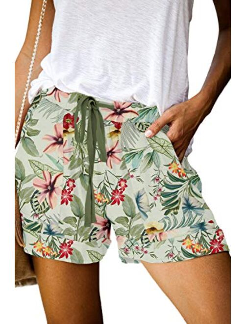 QUEEN PLUS Womens Casual Shorts Comfy Elastic Waist Drawstring Pocket Shorts Pants