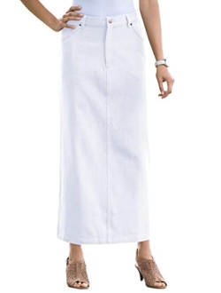 Jessica London Women's Plus Size Classic Cotton Denim Long Skirt 100% Cotton