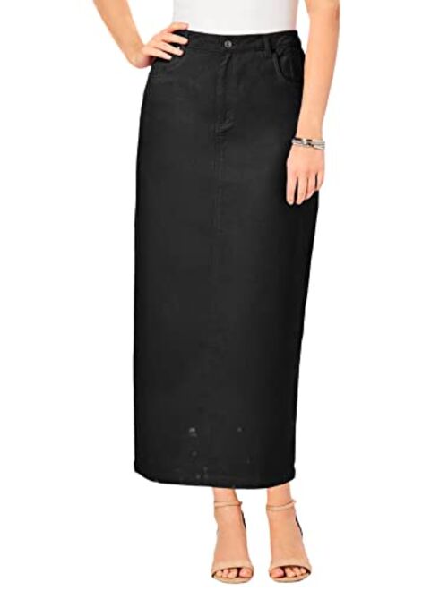 Jessica London Women's Plus Size Classic Cotton Denim Long Skirt 100% Cotton