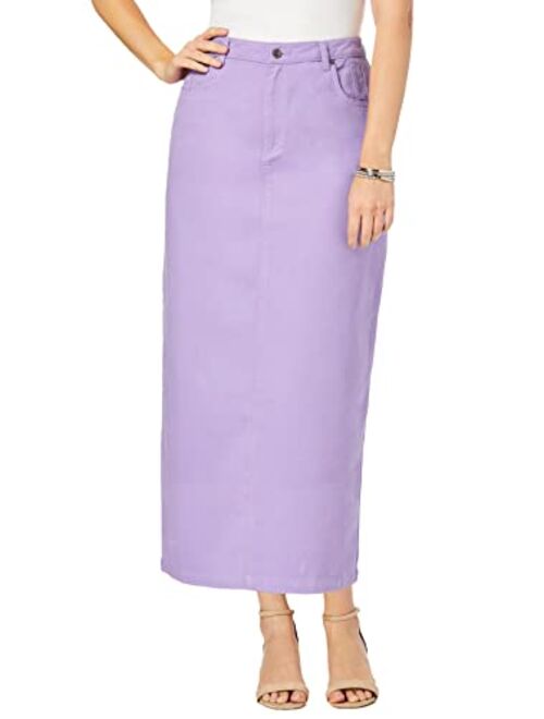 Jessica London Women's Plus Size Classic Cotton Denim Long Skirt 100% Cotton