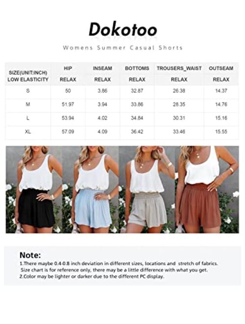 Dokotoo Womens 2022 Casual Summer Ruffle Elastic High Waisted Smocked Shorts Pants