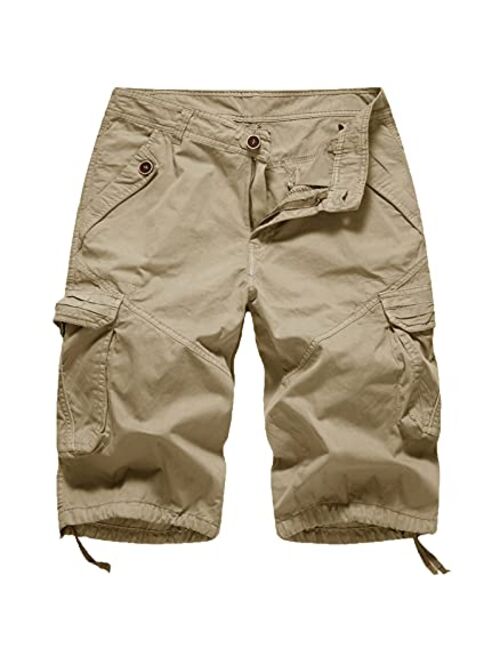 FOURSTEEDS Women's Casual Fitted Multi-Pockets Camouflage Twill Bermuda Cargo Shorts