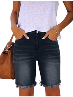 Utyful Women Summer Frayed Ripped Bermuda Shorts Distressed Denim Jeans Short