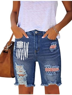 Utyful Women Summer Frayed Ripped Bermuda Shorts Distressed Denim Jeans Short